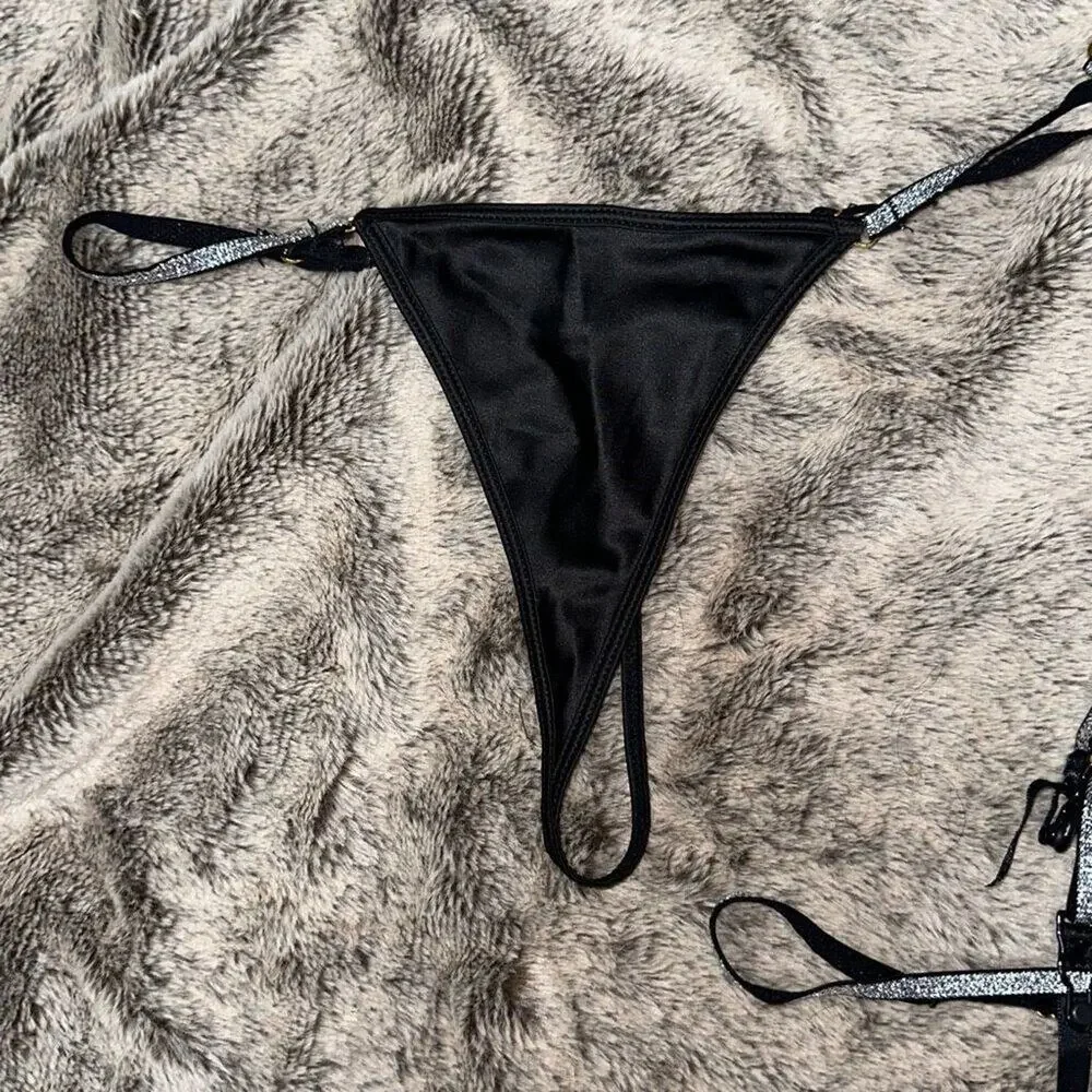 Fascinating Nights Lingerie Silver Glitter Detail | Sz S